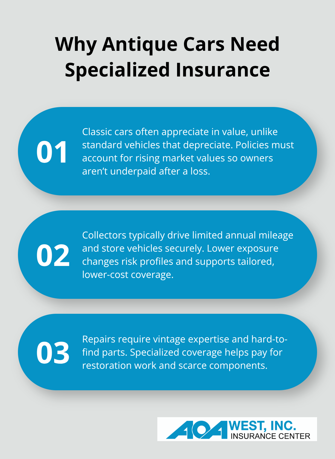 Three reasons classic cars need specialized insurance in Oregon: appreciation, limited use, and specialized repairs. - Antique car insurance Oregon